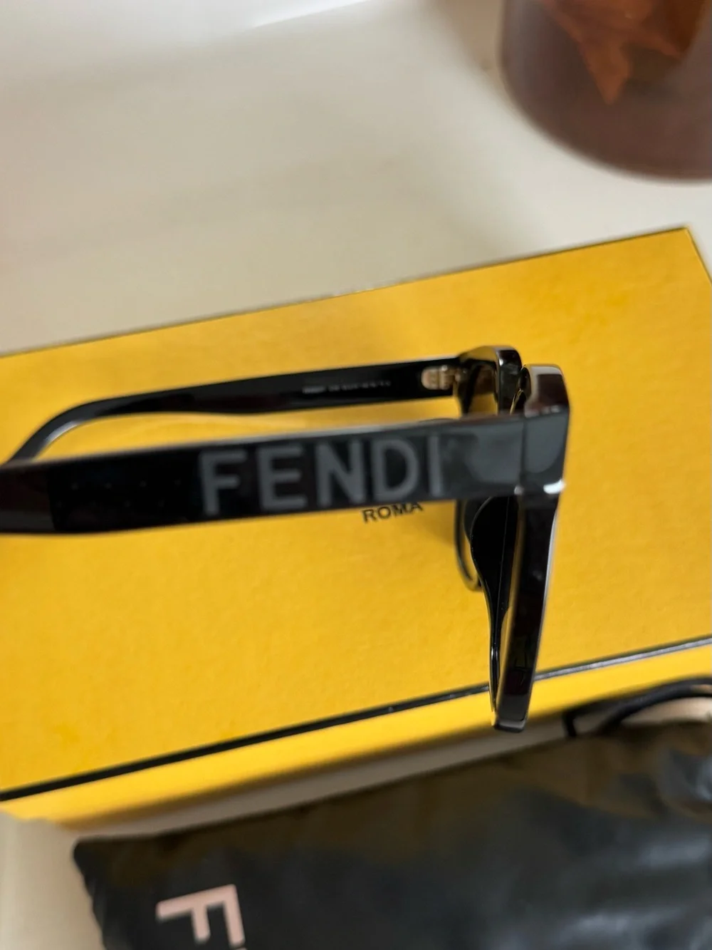 Fendi Black Square-Frame Sunglasses with Dark Lenses
